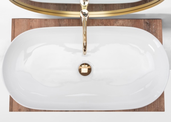 Lavoar de blat REA CLEO 81, 81x41 X 13.5 Cm, Montaj Pe Blat, Design Deosebit, Forma Ovala, Ceramica Sanitara,alba - Img 6