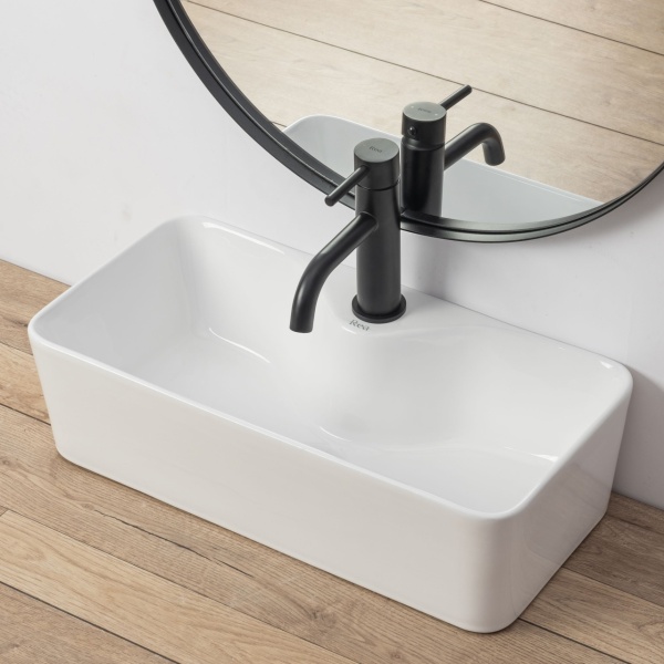 Lavoar de blat REA MERY, 50.5x 25x 14 cm, Montaj Pe Blat, Design Deosebit, Forma Dreptunghiulara, Ceramica Sanitara, Alb - Img 2