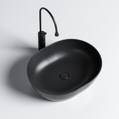 Lavoar pe blat, Neo, Material Ceramica, Negru Mat, Dimensiune 48x34.5x13.5 cm - Img 9