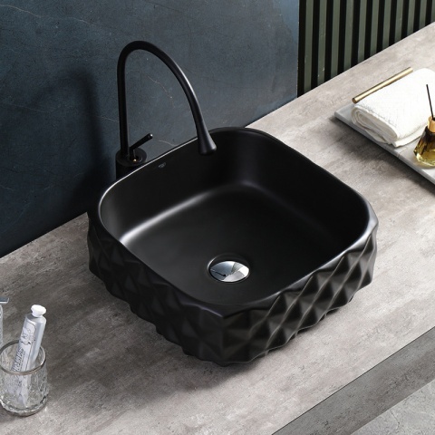 Lavoar pe blat, Pearl, Material Ceramica, Negru Mat, Dimensiune 40X40X15 cm - Img 4