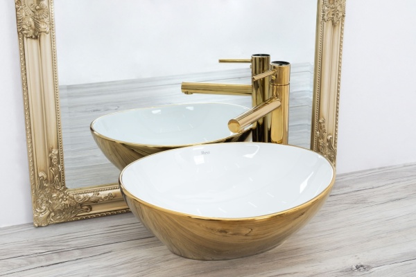 Lavoar pentru blat Alb Auriu Sofia, Dimensiune 41.5x33.5x13.5 cm - Img 6