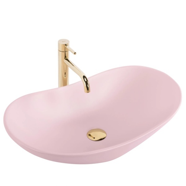 Lavoar pentru blat oval cu finisaj mat Royal Powder Pink Matt roz - Img 3