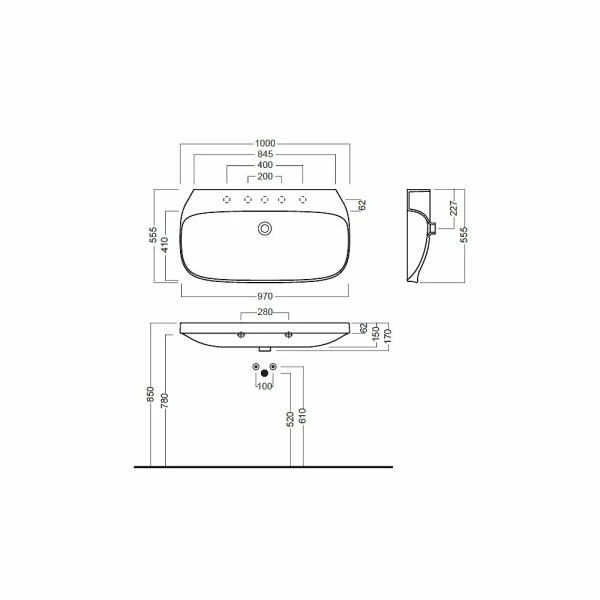 Lavoar suspendat Hatria Abito 100x54 cm - Img 2