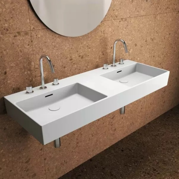 Lavoar suspendat Ideal Standard Atelier Extra alb lucios 120 cm cu 3 orificii baterie si preaplin - Img 11
