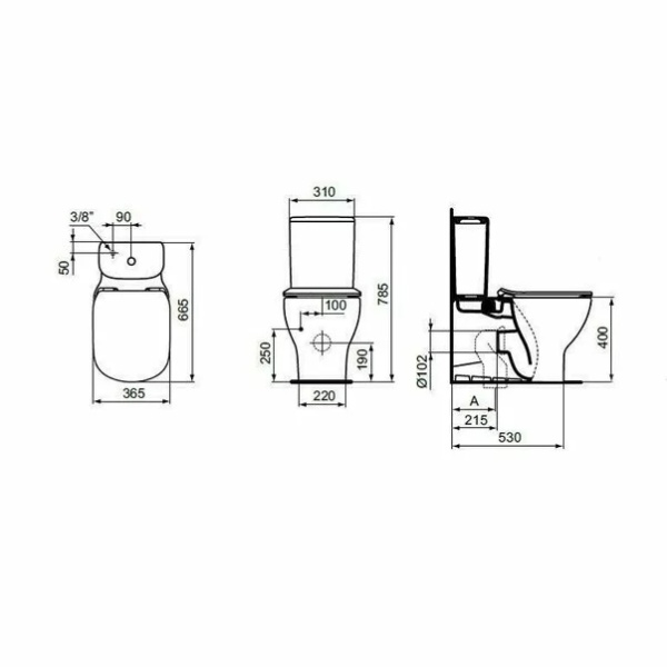 Rezervor pe vas wc Ideal Standard Tesi cu alimentare inferioara - Img 2