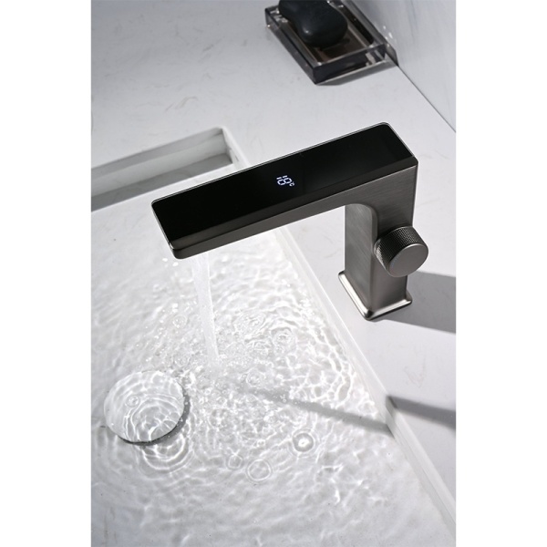Robinet pentru lavoar FAPTER, Afisaj LCD, Culoare Negru/Gri - Img 2