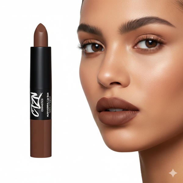 Ruj si creion de buze CTZN, Nudiversal Lip Duo, rezistent la apa, cu unt de mango salbatic, Stockholm - Img 5