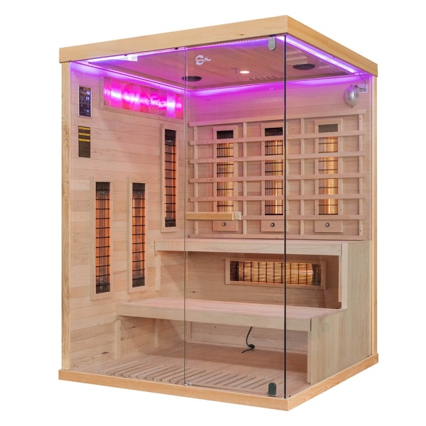 Sauna uscata cu infrarosu si terapie cromatica pentru 3 persoane EP3RS stanga 150 x 140 cm - Img 6