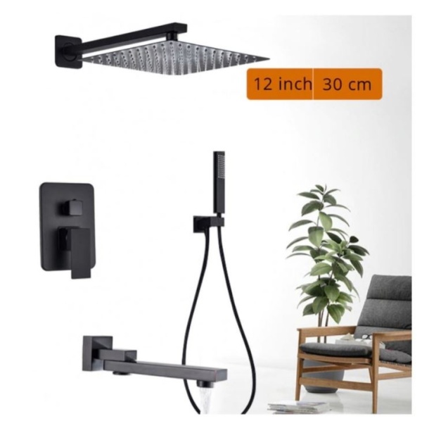 Set baterie PRO2 cu trei functii , pentru cada si dus , cu para patrata tip ploaie , baterie incastrata - Img 4
