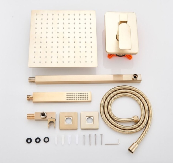 Set baterie PRO6 incastrata in perete cu doua functii, Gold Mat - Img 2