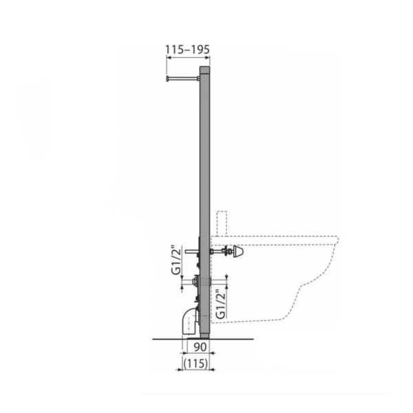 Set Bideu si Vas WC PRO GROHE, montaj suspendat, ceramica sanitara, Vas WC Fluminia Minerva RIMLESS +Bideu +Capac Soft-Close Inclus +Cadru + Clapeta Negru Matt Patrat - Img 6