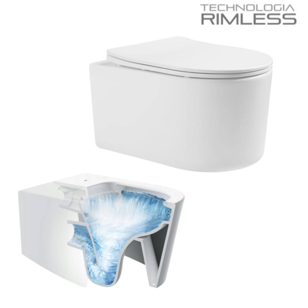 Set Bideu Si Vas WC PRO LORENTO, Montaj Suspendat, Ceramica Sanitara, Capac Slim Soft-Close Duroplast Inclus, Alb Lucios - Img 5