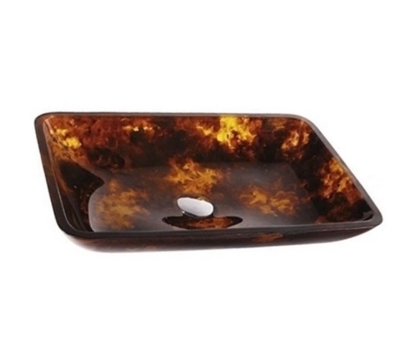 Set complet Chiuveta de blat PRO ERA GLASS si baterie, Dimensiuni 55 cm x 36 x 10 cm, Sticla temperata, Brown - Img 2