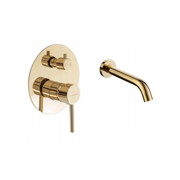 Set de dus incastrat PRO COSTA GOLD, cu box inclus, montaj in perete - Img 6
