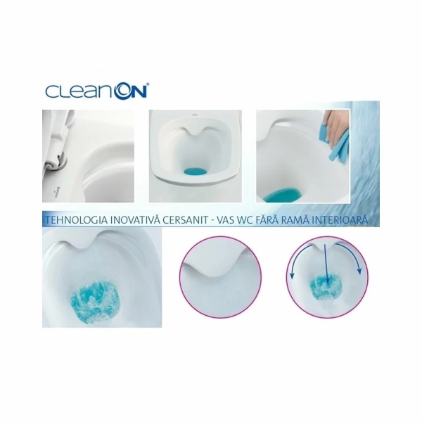 Set vas WC pe pardoseala Cersanit Carina New Clean On cu rezervor si capac alb standard - Img 2