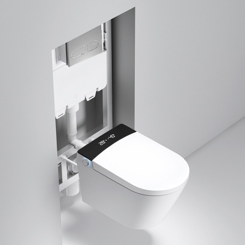 Set vas WC Smart ,cu functie bideu, Buton Crom, cadru inclus - Img 2