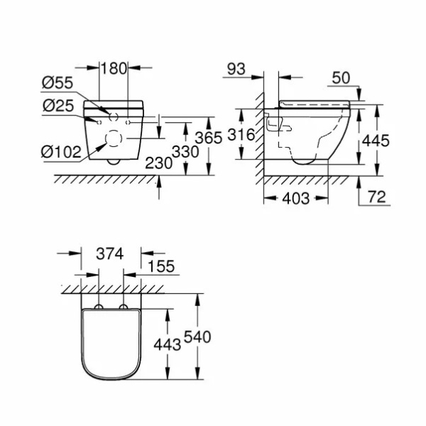 Set vas wc suspendat Grohe Euro Ceramic rimless si capac softclose prindere la vedere - Img 4