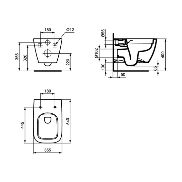 Set vas WC suspendat Ideal Standard I.life B cu capac slim softclose si set rezervor cu cadru incastrat si clapeta alba - Img 5