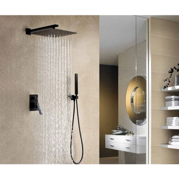 Sistem de dus PRO QUADRO Black, montaj incastrat in perete, ploaie de dus, 2 functii, finisaj negru mat - Img 9