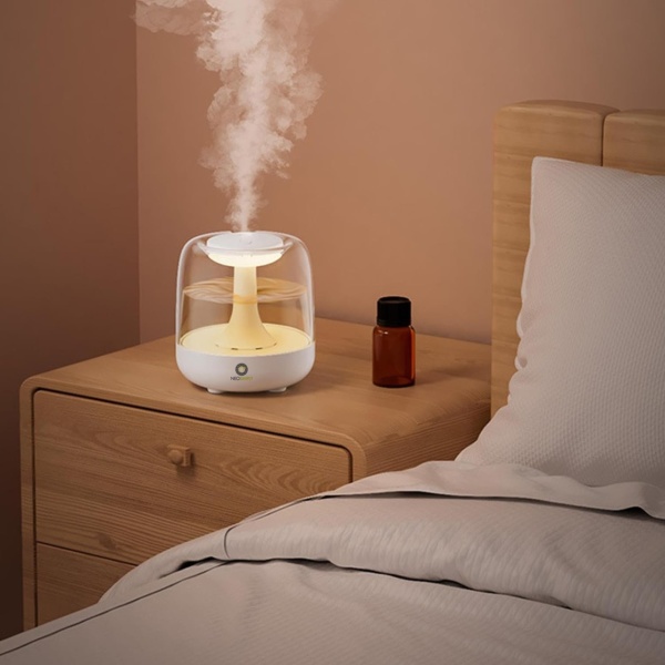 Umidificator de aer cu difuzor aromaterapie NeoSimply® cu lumini LED, Portabil, USB, Rezervor 650ml, 2 moduri de functionare, Lumini de noapte, Umidificator camera si masina auto, Alb - Img 6