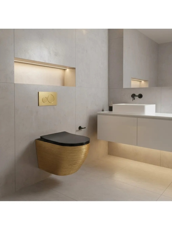 Vas WC Rea Carlo Mini Tornado Black Brush Gold - Img 2