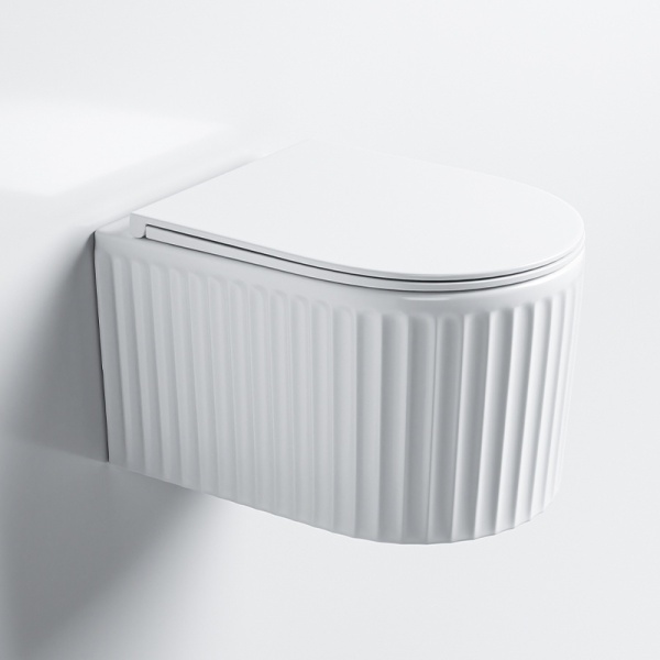 Vas WC suspendat LUMA Alb lucios , Model Canelat, cu capac SoftClose Inclus - Img 5