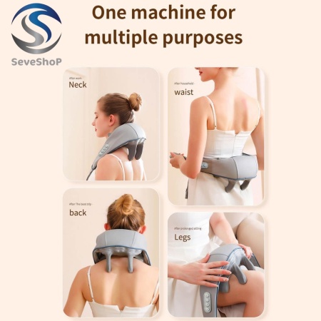 Aparat de Masaj Inteligent pentru Gat SeveShop, Caldura si Ameliorarea Durerii, Relaxare si Fizioterapie, 5D Deep Dual Mode, 4 Moduri de Masaj, Vibromasaj Eficient pentru Relaxarea Musculara, Activare Circulatie si Terapie Anti-Stress, Gri Platinat - Img 7