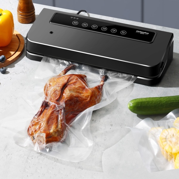 Aparat de Vidat si Sigilat Alimente SeveShop, 110W, Bara de Lipire 30 cm, 10 Pungi Incluse, Functie Vidare Umeda/Uscata, Sigilare Dubla, Vidare Caserole si Muraturi, Rola de 3m, 12L/min, Design Eficient pentru Conservare, Negru/Argintiu - Img 2