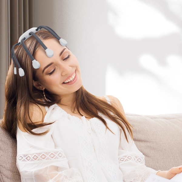 Aparat masaj electric Seve Shop pentru scalp, cap, cu 10 contacte de vibratie, 4 moduri, masaj portabil fara fir pentru cap pentru relaxare si tensiune, somn profund, marime unica - Img 2