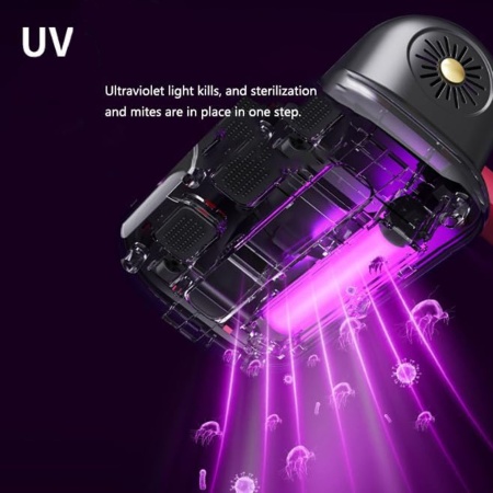 Aspirator Antiacarieni SeveShop® cu raze UV, Filtru HEPA, reincarcabil la USB, ergonomic, pentru /Dormitor/ Lenjeria De Pat/ Perne/ Canapea/ saltea/ par animale si praf, Gold - Img 3