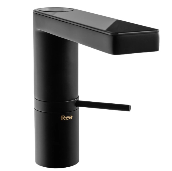 Baterie Lavoar Cu Afisaj Led Pentru Temperatura Apei, REA MILS, Montaj Pe Blat, Capat Fix, Monocomanda, Inaltime 15 Cm, Negru - Img 5