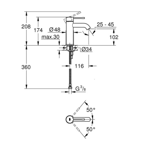 Baterie lavoar Grohe Essence S monocomanda crom periat Supersteel fara ventil - Img 3