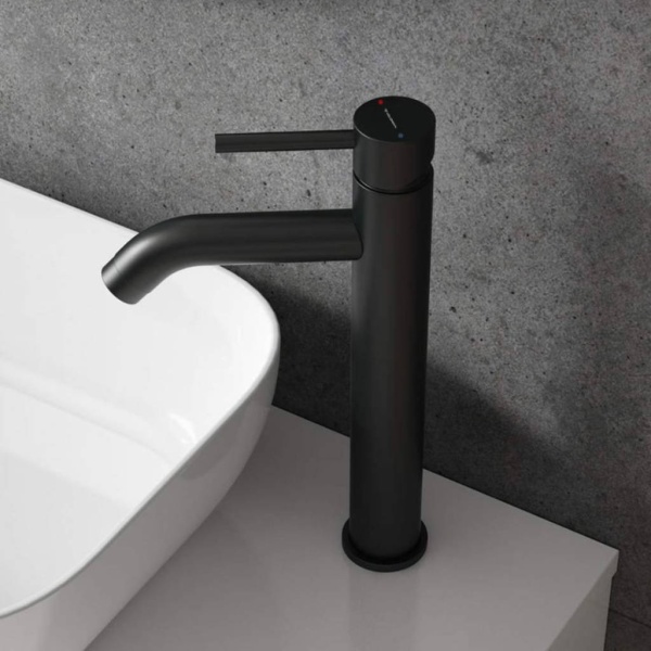 Baterie lavoar PRO COSTA HIGH BLACK, Montaj pe blat, inaltime 28 cm, finisaj Negru Mat - Img 4