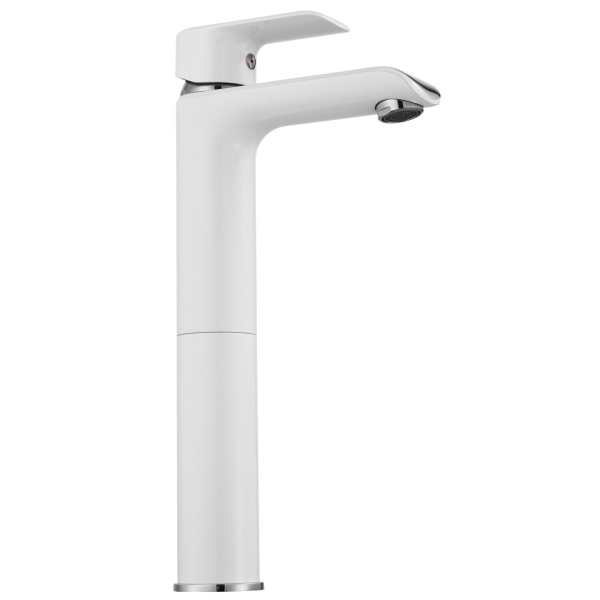 Baterie Lavoar REA BLOOM WHITE CHROM HIGH, Montaj Pe Blat, Capat Fix, Inaltime 30 Cm, Finisaj Alb/Crom - Img 5
