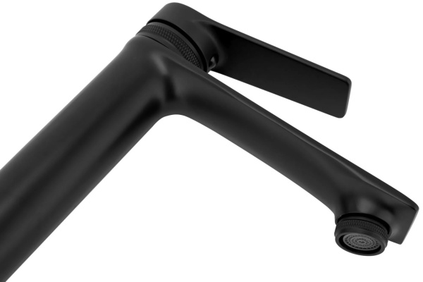 Baterie Lavoar REA VIRAL BLACK LOW, Montaj Pe Blat, Capat Fix, Monocomanda, Inaltime 18 Cm, Negru - Img 2