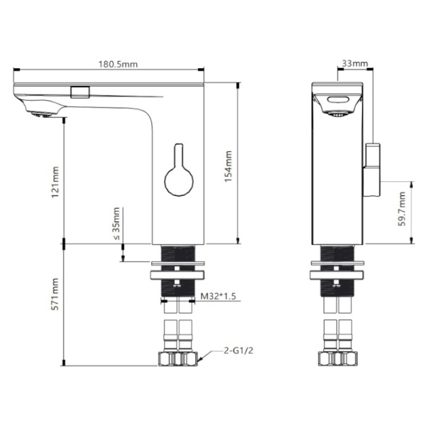 Baterie pentru lavoar FAPPER Black, Cu Afisaj LCD, Design Elegant - Img 3