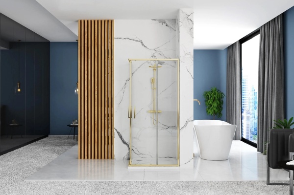 Cabin de du?? Rea Punto, Dimensiune 90x90cm, Culoare Gold - Img 4