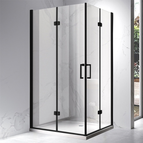 Cabina de dus dreptunghiulara cu usi duble rama neagra KZ12D-BL 120 x 80 cm - Img 2