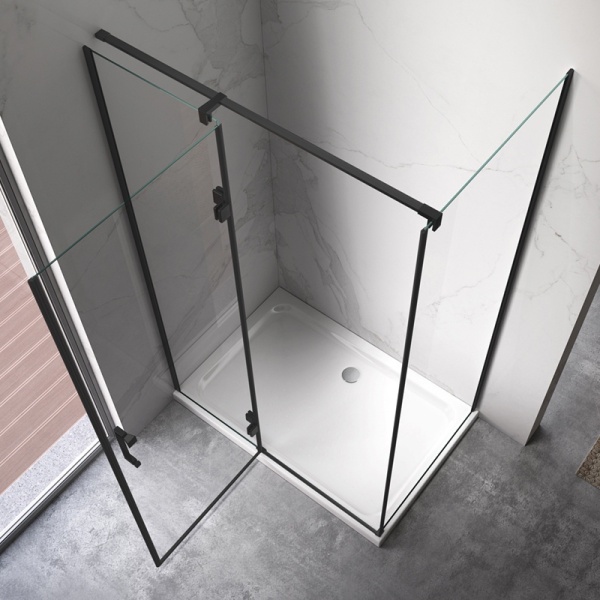 Cabina de dus dreptunghiulara KZ03B, Dimensiuni 110x90cm, Negru - Img 4