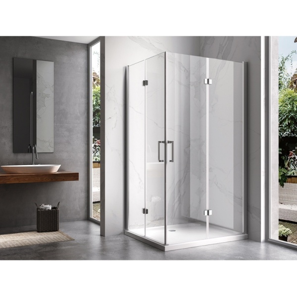 Cabina de dus Dreptunghiulara KZ13A Cu usi Pliabile, Dimensiune 100x90cm ,Culoare Crom - Img 4