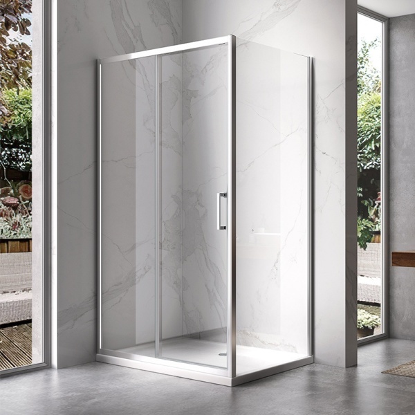 Cabina de dus KZ104C Dreptunghiulara 120x90cm, Usi Glisante, Culoare Crom - Img 6