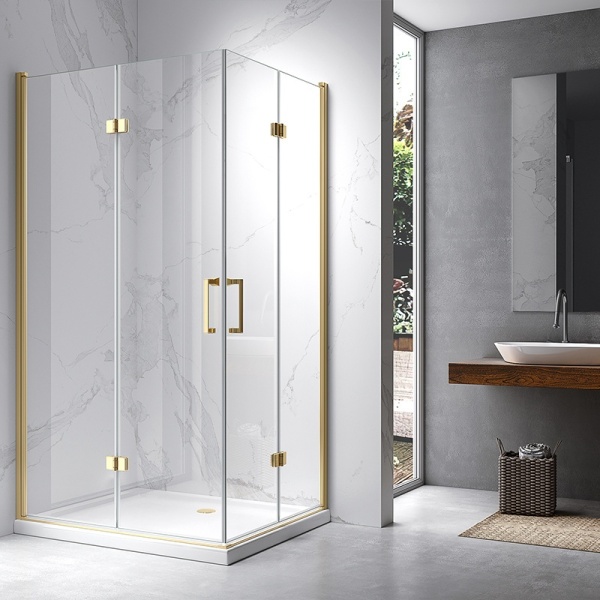 Cabina de dus KZ12C, Dreptunghiulara 110x80cm, Design Modern, Culoare Auriu - Img 6