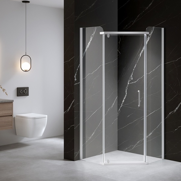 Cabina de dus KZ91B Pentagonala 90x90cm, Design Modern , Culoare Alb - Img 6