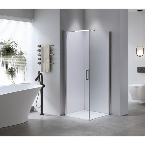 Cabina de dus Patrata KZ1190A, Design Modern 80X80cm, Culoare Crom - Img 4