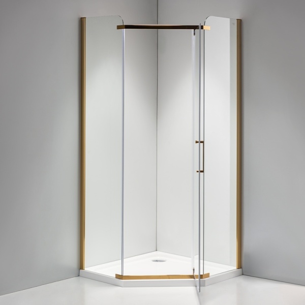 Cabina de dus pentagonala, Dimensiune 80x80 cm, Inaltime 195 cm, Finisaj Gold - Img 2