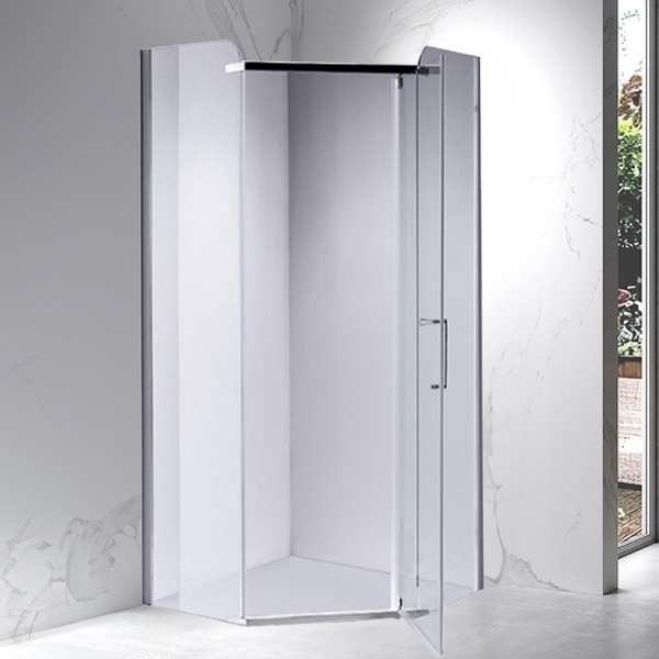 Cabina de dus pentagonala din sticla securizata rame cromate 80x80 cm - Img 2