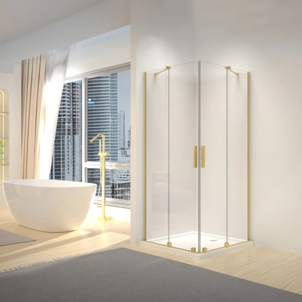 Cabina de dus Rea MONTANA Double, Dimensiune 80x100cm, Culoare Gold Brush - Img 6