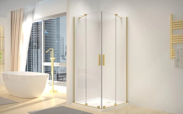 Cabina de dus Rea MONTANA Double, Dimensiune 90x90cm, Culoare Gold Brush - Img 5