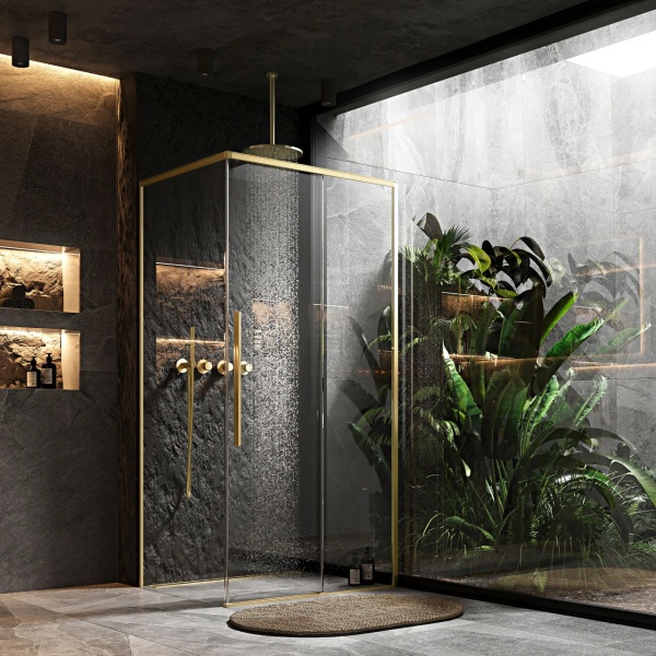 Cabina de dus Solar Gold Brush, Dimensiune 90x90cm, Design Modern - Img 2