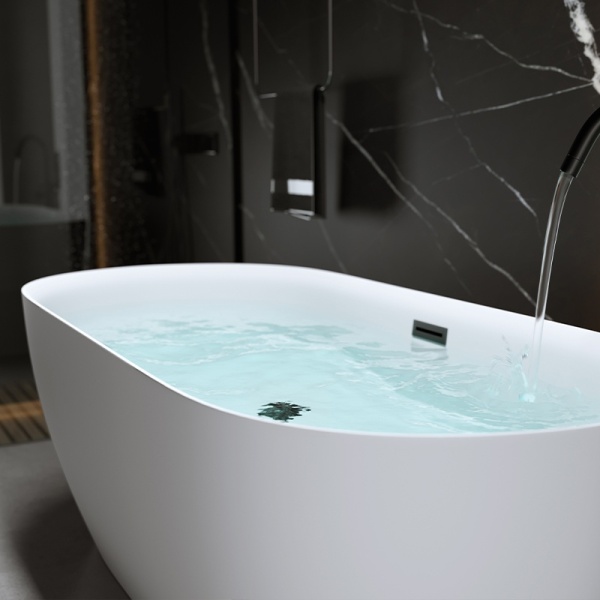 Cada de baie Cesana 518B 160x75cm, Culoare Alb , Deversor Negru - Img 2